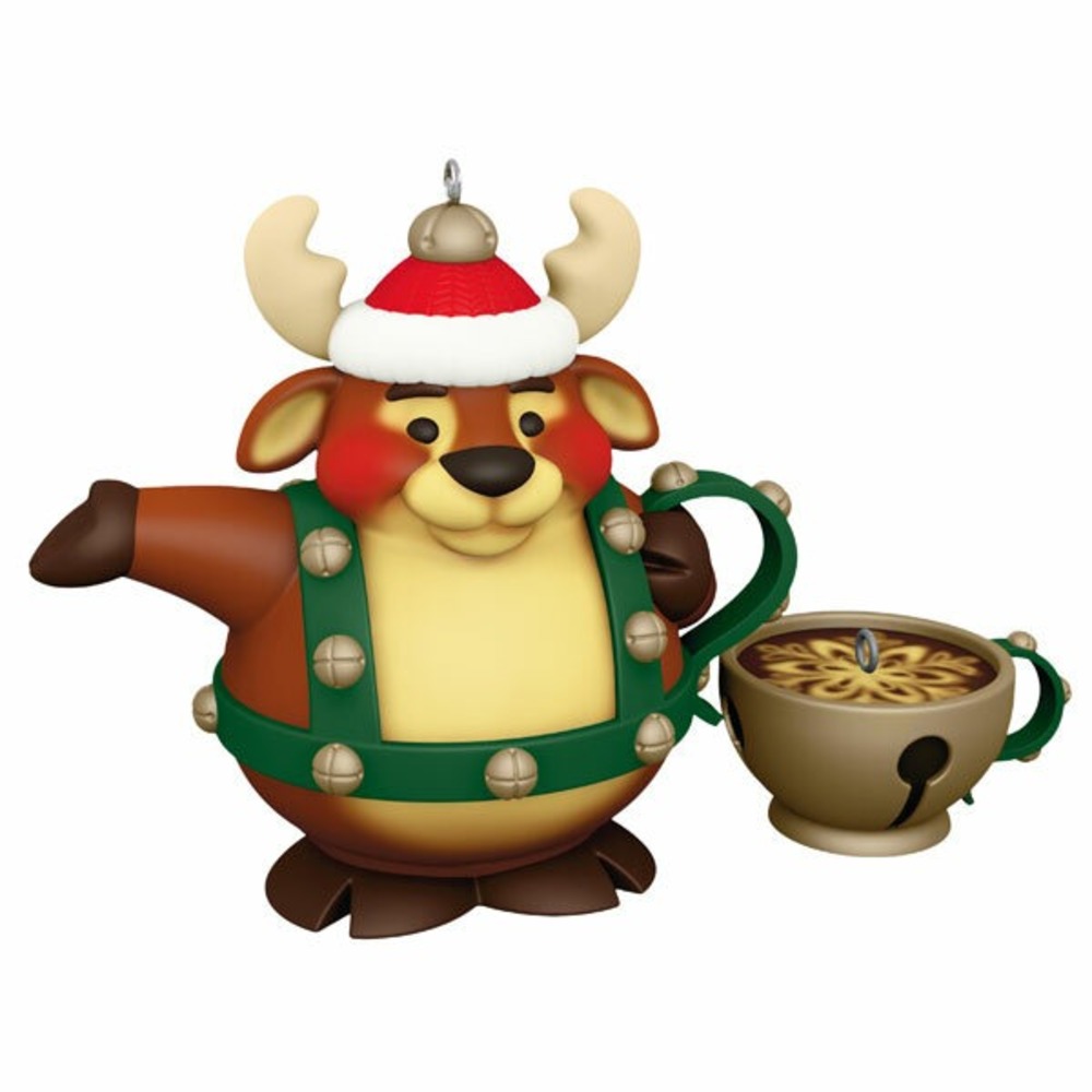 2020 Hallmark Set of Two Ornaments Tea Time 5th & Final n Series Reindeer Teapot